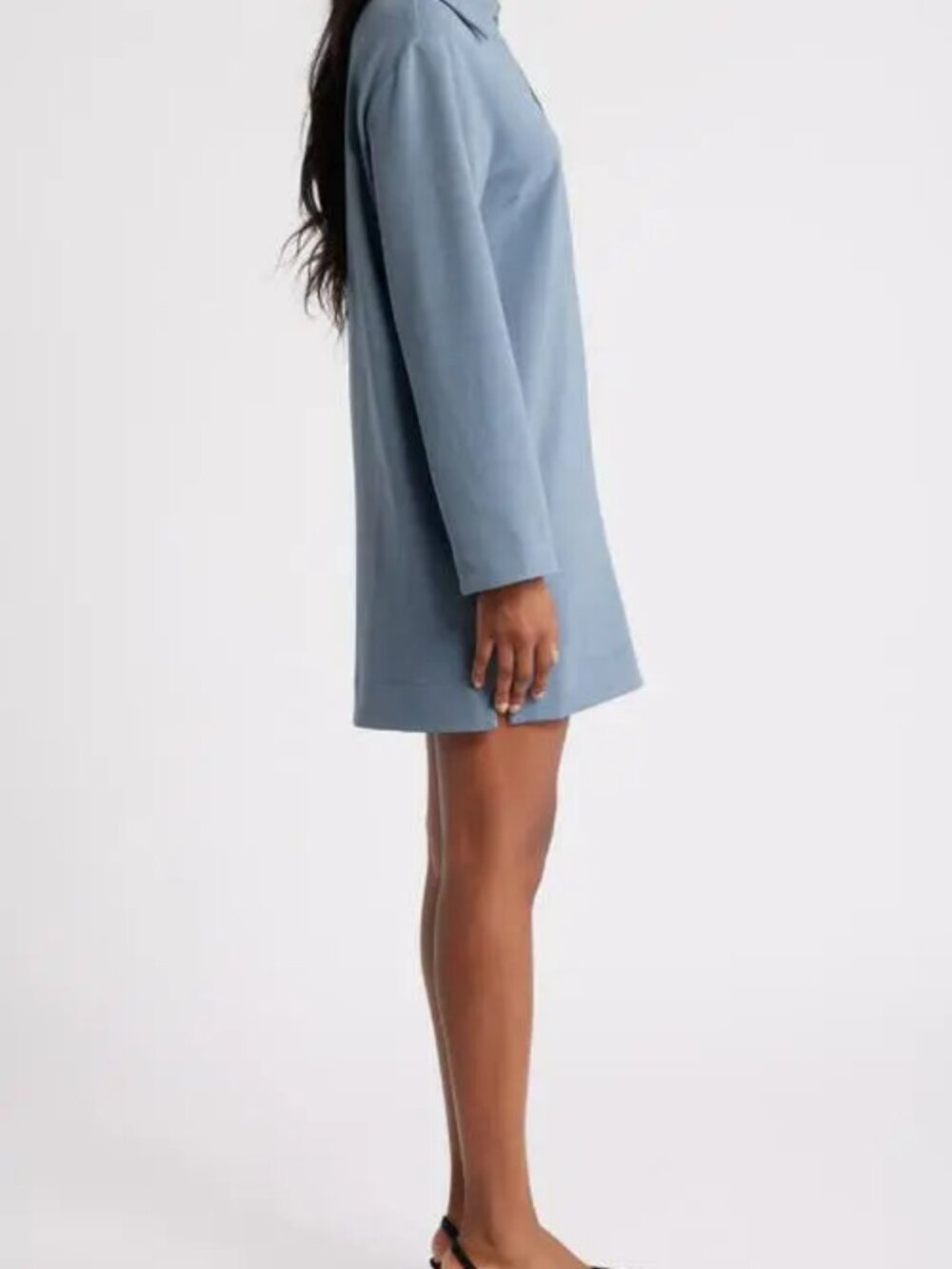 NEW! 79.00 ASTR THE LABEL COLLAR LONG SLEEVE SHIFT DRESS - Picture 3 of 8